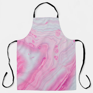 Delantal Pintura abstracta rosa y blanca