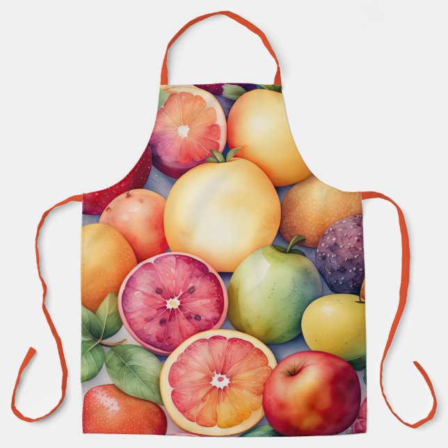 Delantal Pintura acuarela de fruta divertida (Anverso)