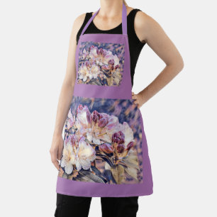 Delantal Pintura acuarela de una flor de azeea morada