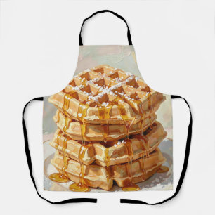 Delantal Pintura al óleo de jarabe de waffles belgas dorado