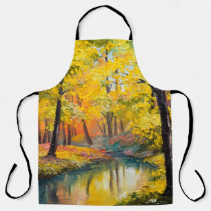 Delantal pintura al óleo sobre lienzo - pintura forestal de