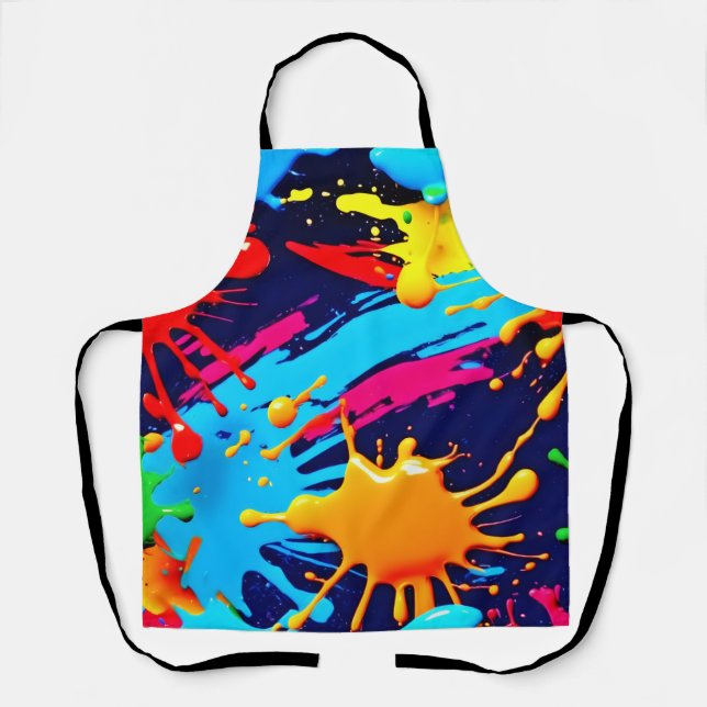 Delantal Pintura animada de neón en expresión fluida (Anverso)