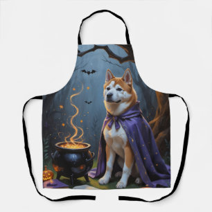 Delantal Pintura caprichosa de Halloween con perro Akita