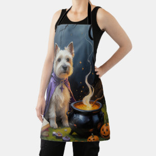 Delantal Pintura caprichosa de Halloween de perro terrier d