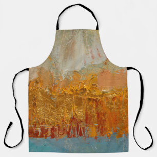 Delantal Pintura de aceite amarillo sobre lienzo. Resumen o