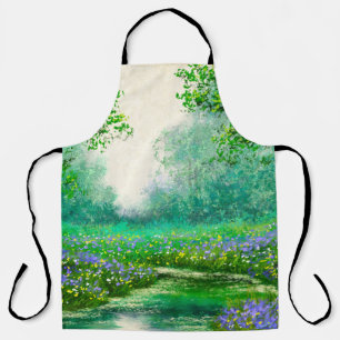 Delantal Pintura de aceite en el paisaje de primavera, bosq