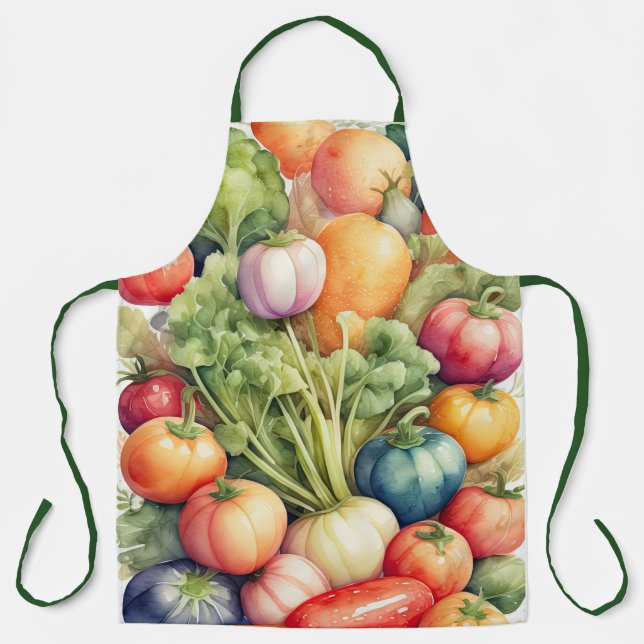 Delantal Pintura de acuarela de verduras variadas (Anverso)