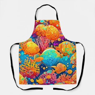 Delantal Pintura de arrecife de coral colorida
