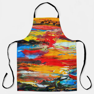 Delantal Pintura de arte con paleta de cuchillos negros, pa