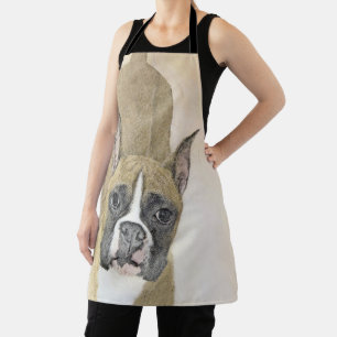 Delantal Pintura De Boxer - Arte De Perro Original Cuto