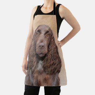 Delantal Pintura de campo español - Arte de perro original 