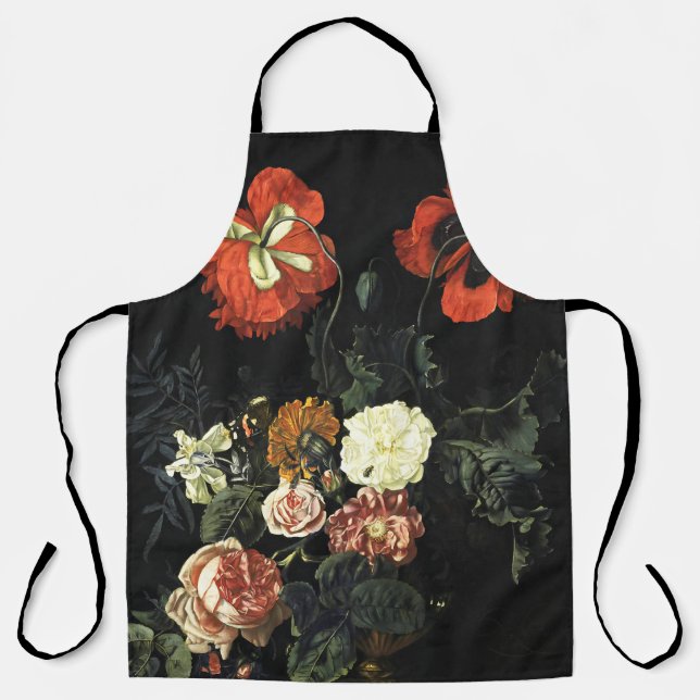 Delantal Pintura de época con vida con flores (Anverso)