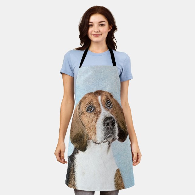 Delantal Pintura de Foxhound inglesa - Arte Perro Original  (Gastado)
