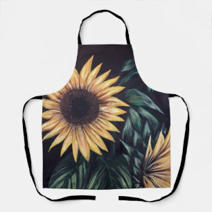 Delantal Pintura de girasoles alegres para cocina floral de