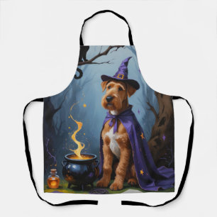 Delantal Pintura de Halloween de Airedale Dog Whimsical