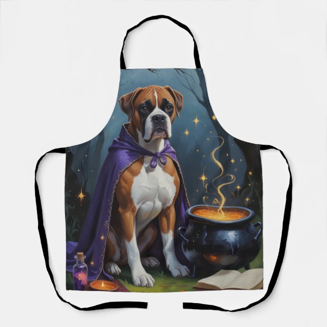 Delantal Pintura de Halloween de Boxer Dog (Anverso)