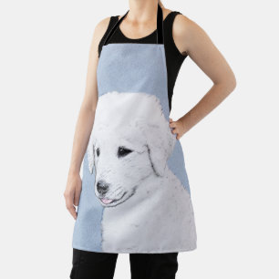 Delantal Pintura de Kuvasz - Arte de perro original lindo