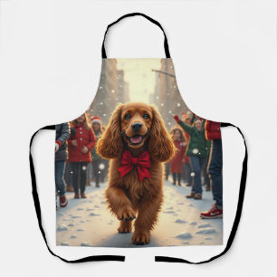 Delantal Pintura de la fiesta de Navidad del Cocker Spaniel