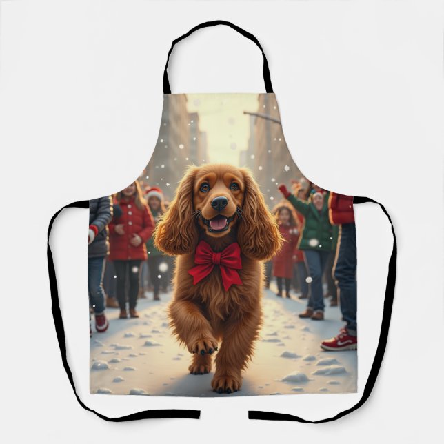 Delantal Pintura de la fiesta de Navidad del Cocker Spaniel (Anverso)