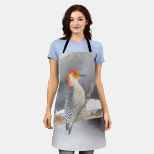 Delantal Pintura de pájaro de madera roja