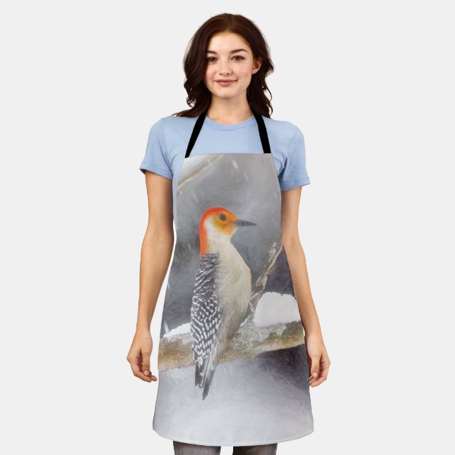 Delantal Pintura de pájaro de madera roja (Gastado)