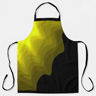Delantal Pintura de patrón abstracto negro y amarillo