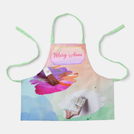 Delantal Pintura de pequeño artista y conjunto de brochas