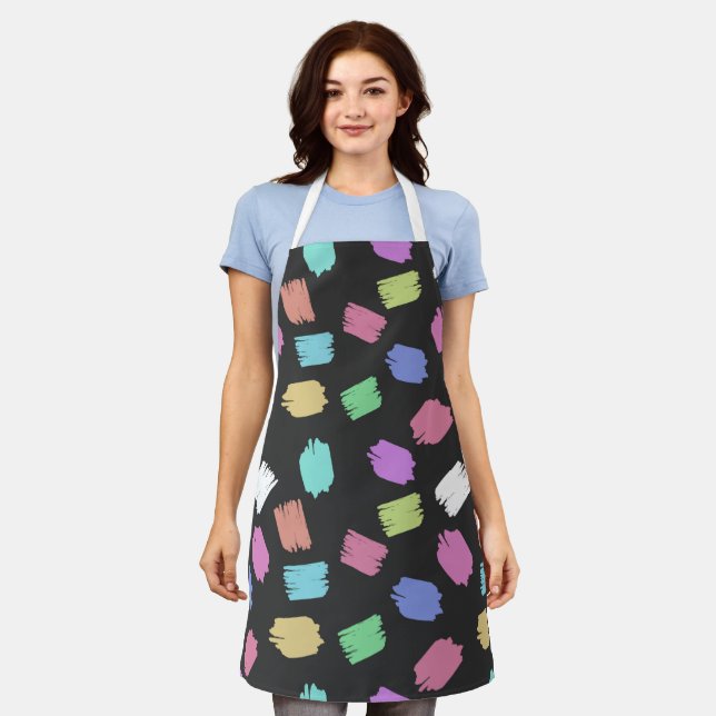 Delantal Pintura de pinceles, pinceladas de pincel colorida (Gastado)