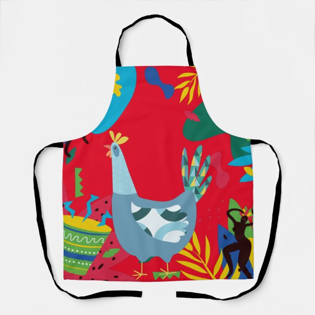 Delantal Pintura de pollo en todo el mundo (Anverso)