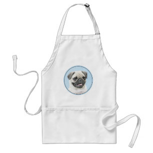 Delantal Pintura de pug - Arte de perro original lindo