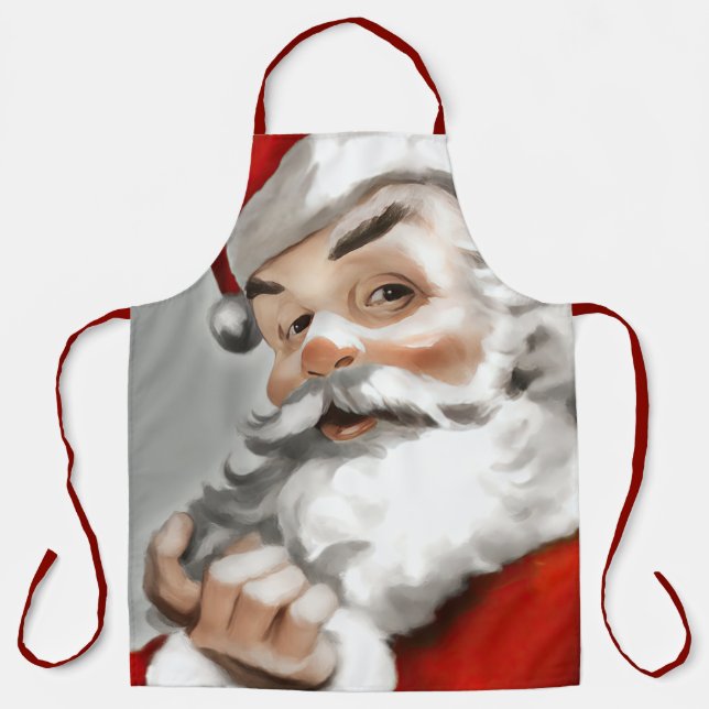 Delantal Pintura de Santa Claus en gris (Anverso)