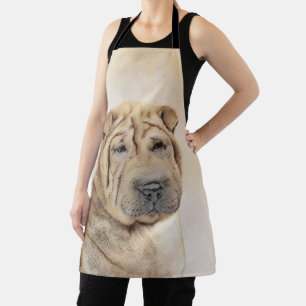 Delantal Pintura de Shar Pei - Arte Perro Original Cuto