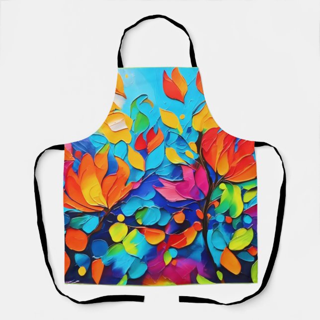 Delantal Pintura de sinfonía floral vibrante (Anverso)