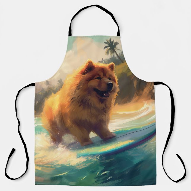 Delantal Pintura de surf Chow Chow Beach (Anverso)