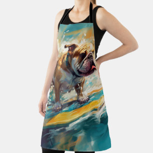 Delantal Pintura de Surf en la Playa Bulldog