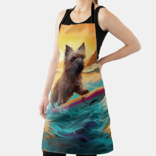 Delantal Pintura de surf en la playa de Cairn Terrier