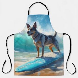 Delantal Pintura de Surf en la Playa del Blue Heeler