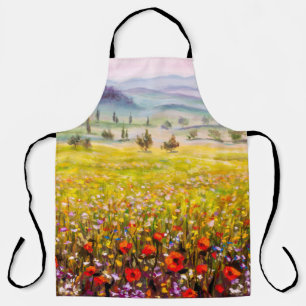 Delantal Pintura del paisaje de cipreses toscanos italianos