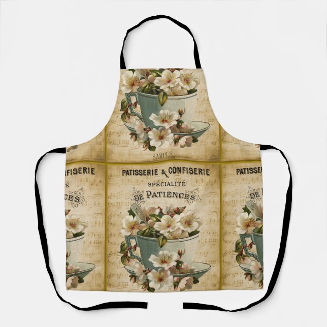 Delantal Pintura floral de época de panadería en Francia (Anverso)