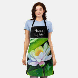 Delantal Pintura floral de Lirio Blanco, Medio