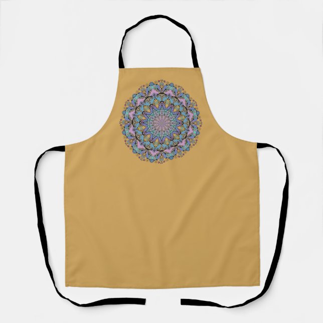 Delantal Pintura manual de Mandala Clock Face 3 (Anverso)