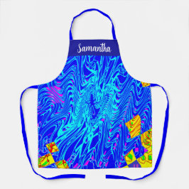 Delantal Pintura moderna de arte abstracto azul