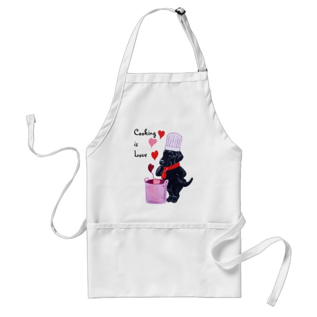 Delantal Pintura negra del cocinero de Labrador (Frente)
