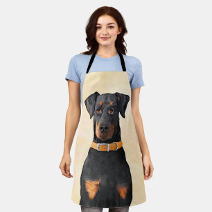 Delantal Pintura original de Doberman Pinscher sin cortar
