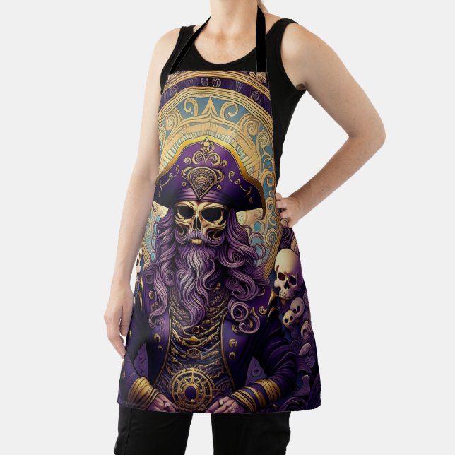 Delantal Pirata de cráneo morado (in situ)