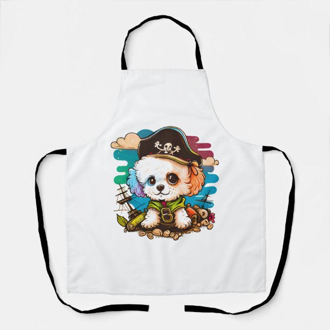 Delantal Pirata de perro de Bichon (Anverso)