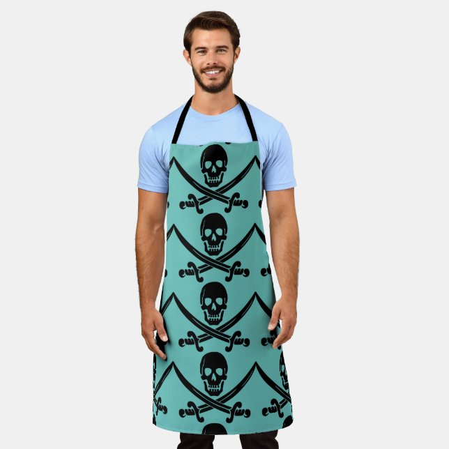 DELANTAL PIRATE SKULL N CROSSBONES COCINA GRILLOUT APRON (Gastado)