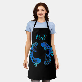 Delantal Piscis el signo zodiacal del agua azul de los pece