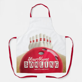 Delantal Pistas de bolos personalizadas con bolas y bolos r