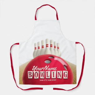 Delantal Pistas de bolos personalizadas con bolas y bolos r